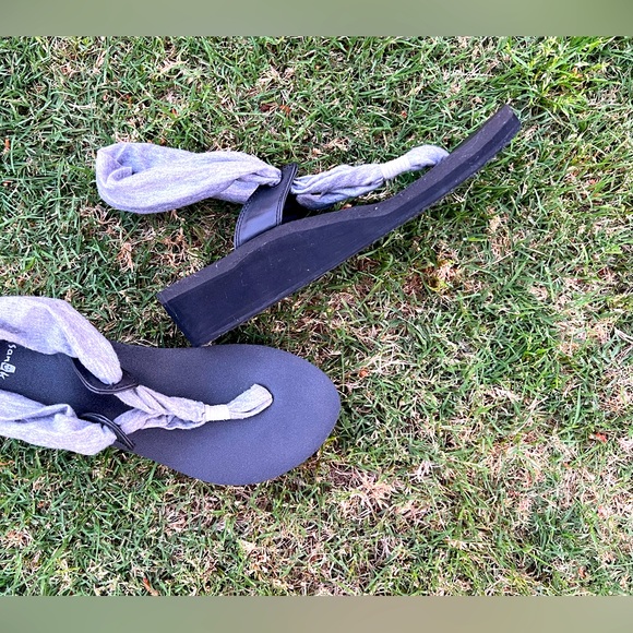 Sanuk Yoga Mat Wedge Wrap Around shimmer Gray Fabric - Picture 4 of 8